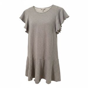 Lord & Taylor Gray Dress Sweatshirt Ruffle Bottom - Ruffle Cap Sleeve Sz M AS